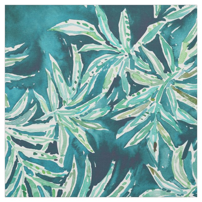 SANTA CRUZIN’ Navy Tropical Palm Leaves Fabric (Swatch)