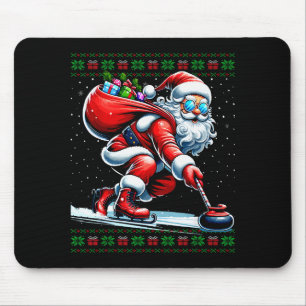 Santa Curling Ugly Christmas Sweater Mouse Pad
