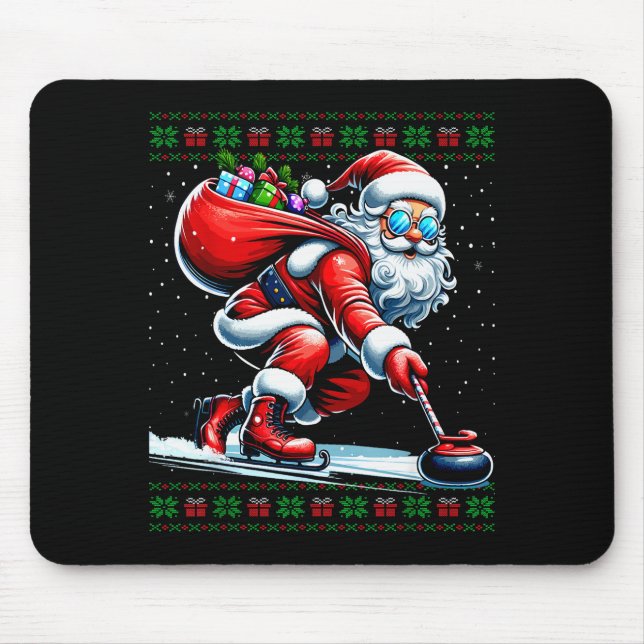 Santa Curling Ugly Christmas Sweater  Mouse Pad (Front)