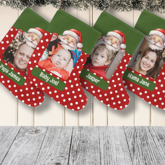 Santa Custom Family Photo Name and Message  Large Christmas Stocking