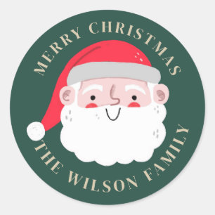 Santa Cute Merry Christmas Holiday Classic Round Sticker