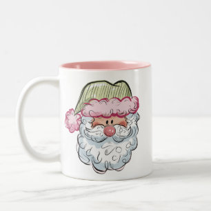 Santa Cute Santa Claus Xmas Holiday Pink Two-Tone Coffee Mug