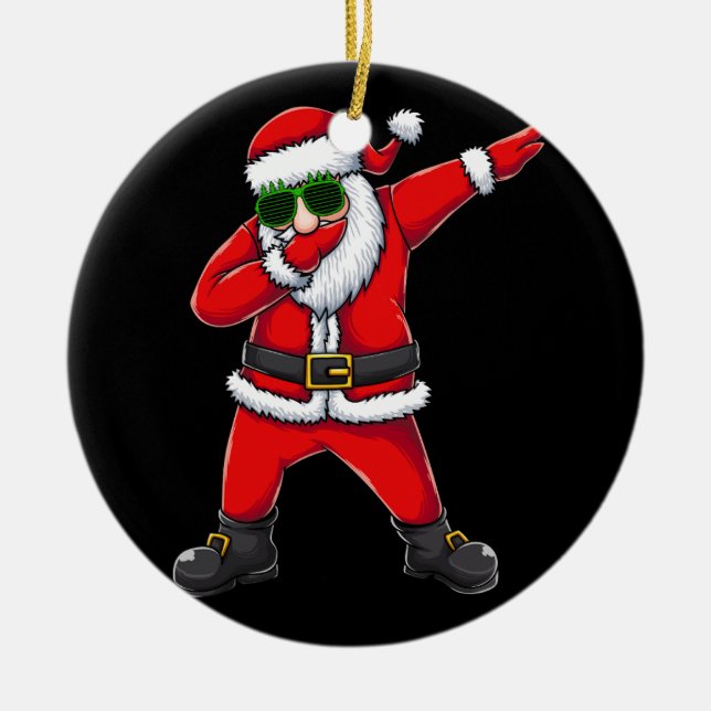 santa dabbing dance ceramic tree decoration (Front)