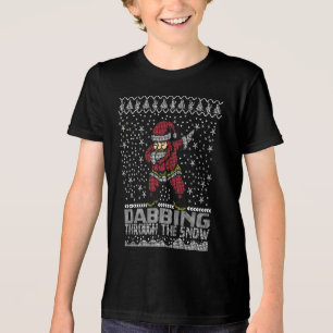 Santa Dabbing Through the Snow funny Tri-Blend Shirt