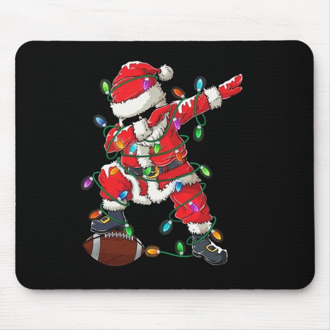 Santa Dabbing With Ball Christmas Football Player  Mouse Pad (Front)