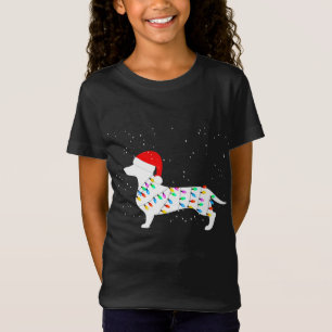 Santa Dachshund Christmas Lights Dachshund Pyjamas T-Shirt
