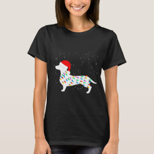 Santa Dachshund Christmas Lights Dachshund Pyjamas T-Shirt