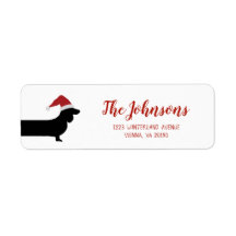 Santa dachshund Christmas return label