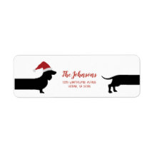 Santa dachshund Christmas return label