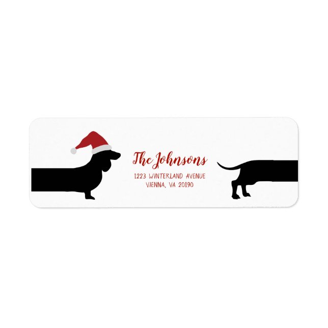 Santa dachshund Christmas return label (Front)