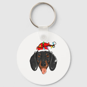Santa Dachshund Light Christmas  Key Ring