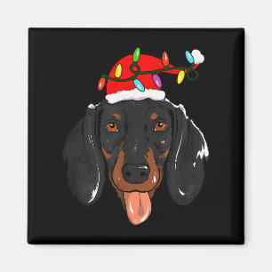Santa Dachshund Light Christmas  Magnet