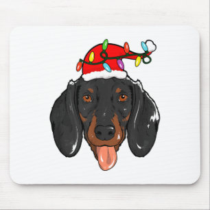 Santa Dachshund Light Christmas  Mouse Pad