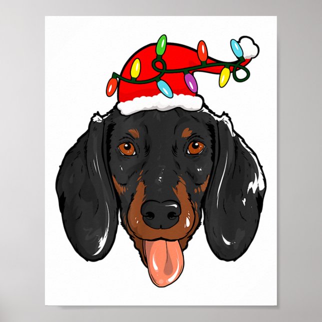 Santa Dachshund Light Christmas  Poster (Front)