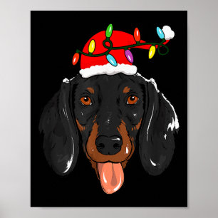 Santa Dachshund Light Christmas Poster