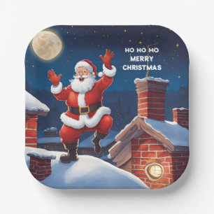 Santa Dancing   Ho Ho Ho Merry Christmas Party Paper Plate