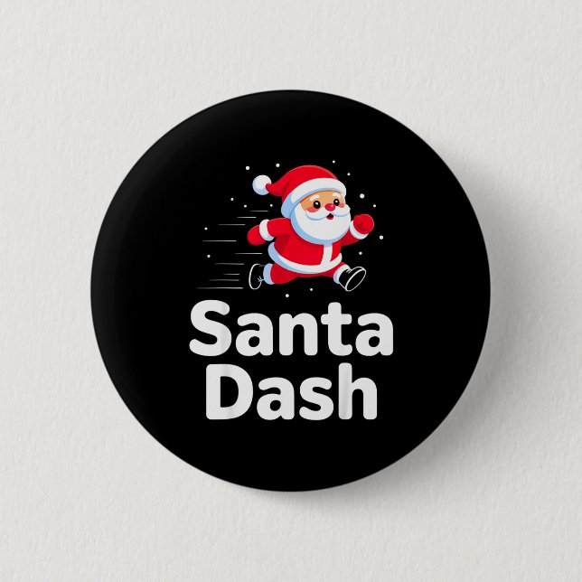 Santa Dash Christmas Running Runner Costume Xmas 5 6 Cm Round Badge (Front)