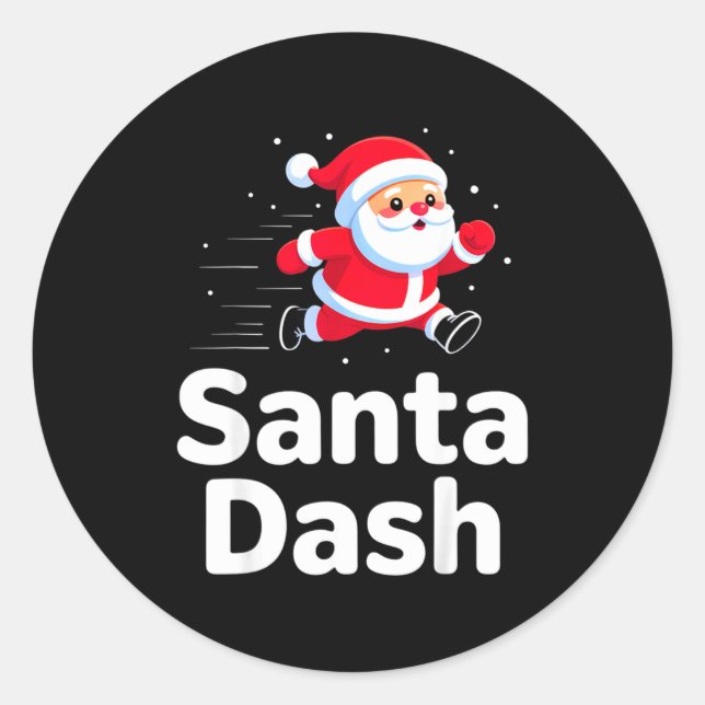 Santa Dash Christmas Running Runner Costume Xmas 5 Classic Round Sticker (Front)