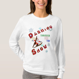 Santa Dashing through the Snow on Ski's T-Shirt