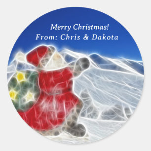Santa, Dashing Thru The Snow Christmas Classic Round Sticker