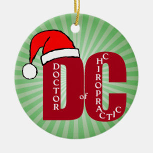 Santa DC Doctor of Chiropractic Christmas Logo Ceramic Tree Decoration