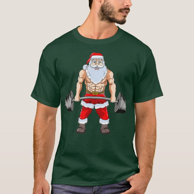 Santa Deadlift Fitness Christmas Funny Gym Xmas T-Shirt (Front)