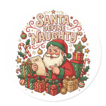Santa Define Naughty Funny Christmas Sticker
