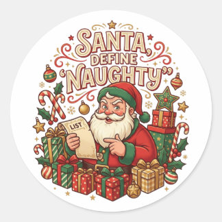 Santa Define Naughty Funny Christmas Sticker