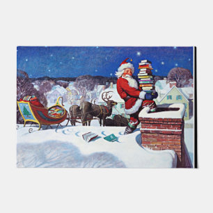 Santa Delivering an Armload of Books, Doormat