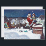 Santa Delivering Books at Christmas, Card<br><div class="desc">Santa delivering books at Christmas,  famous illustration by American artist,  N.C. Wyeth.</div>