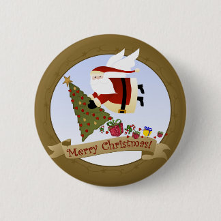 Santa Delivers 6 Cm Round Badge
