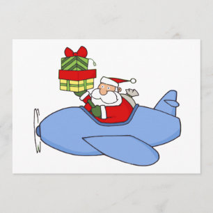 Santa Delivers Presents in Aeroplane Invitation