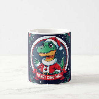 Santa Dinosaur Christmas Funny “Merry Dino-Mas” Coffee Mug