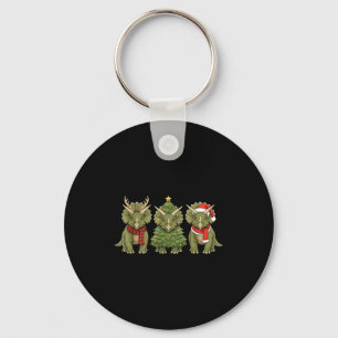 Santa Dinosaur Christmas Tree Triceratops Lover Xm Key Ring
