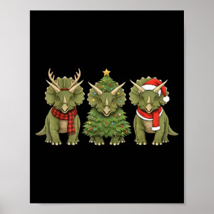Santa Dinosaur Christmas Tree Triceratops Lover Xm Poster