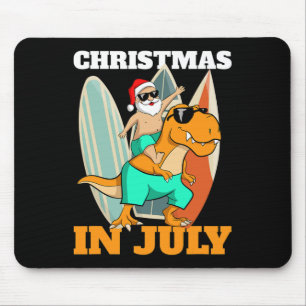 Santa Dinosaur Mid Year Xmas Party Beach Christmas Mouse Pad