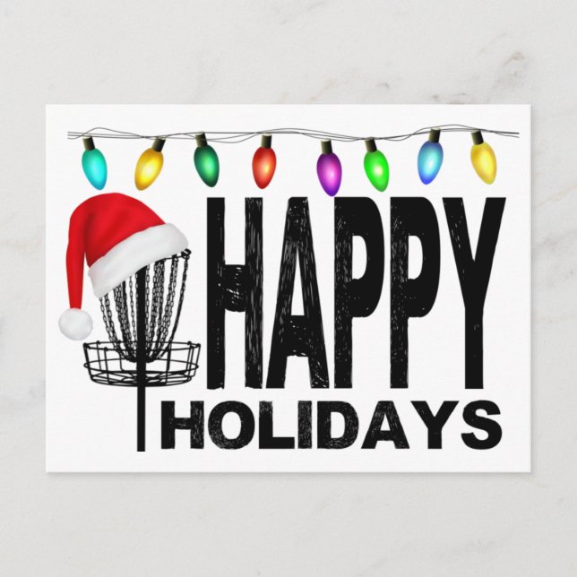 Santa Disc Golf basket Christmas Card (Front)