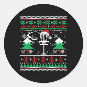 Santa Disc Golf Xmas Sweater Santa Disc Golf Sport Classic Round Sticker