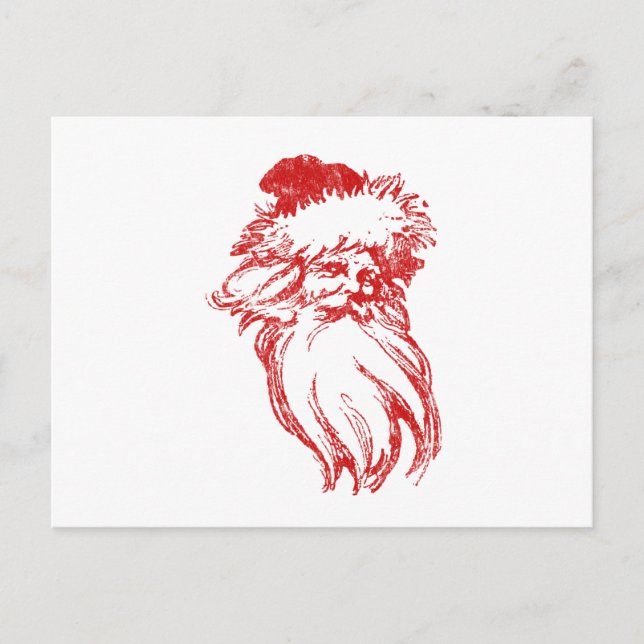 Santa Distressed Faux Letterpress Style Holiday Postcard (Front)