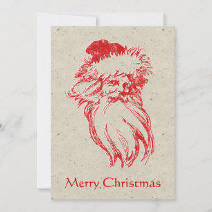 Santa Distressed Faux Letterpress Style Speckle Holiday Card