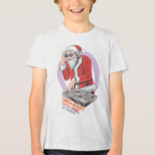 Santa DJ Christmas Party Kids Tri-Blend Shirt