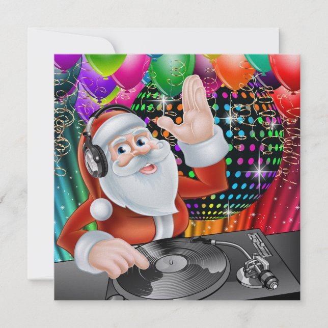 Santa DJ Disco Christmas / New Year Invitation (Front)