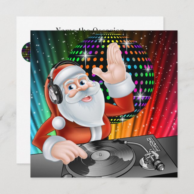 Santa DJ Disco Christmas / New Year Invitation (Front/Back)