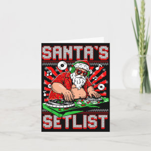 Santa Dj Musician Santa’s Setlist House Music Ugly Card