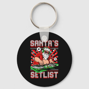 Santa Dj Musician Santa’s Setlist House Music Ugly Key Ring