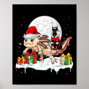 Santa Dobermann Riding Axolotl Christmas Owner Kid Poster