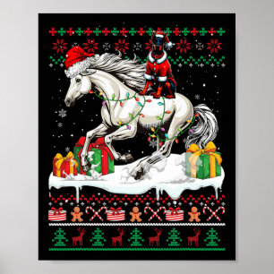 Santa Dobermann Riding Horse Christmas Sweater Lov Poster