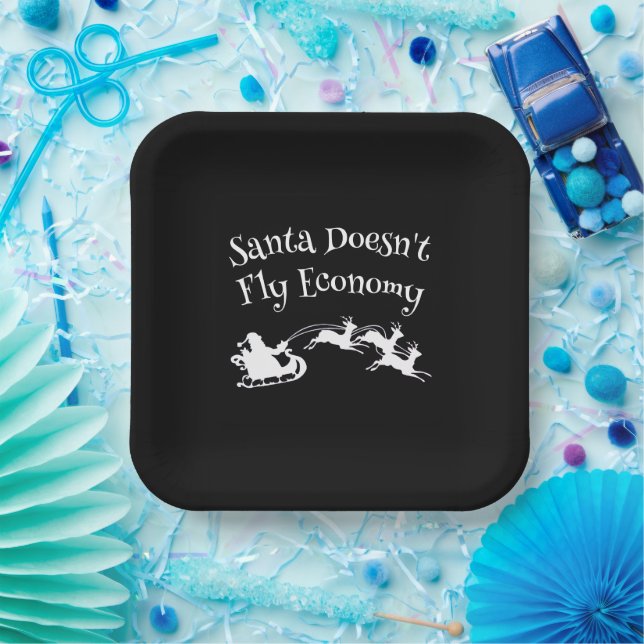 Santa Doesn't Fly Economy Funny Christmas Gift Paper Plate (Party)