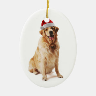 Santa Dog Ceramic Tree Decoration