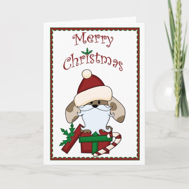 Santa Dog Christmas Greeting Card (Front)